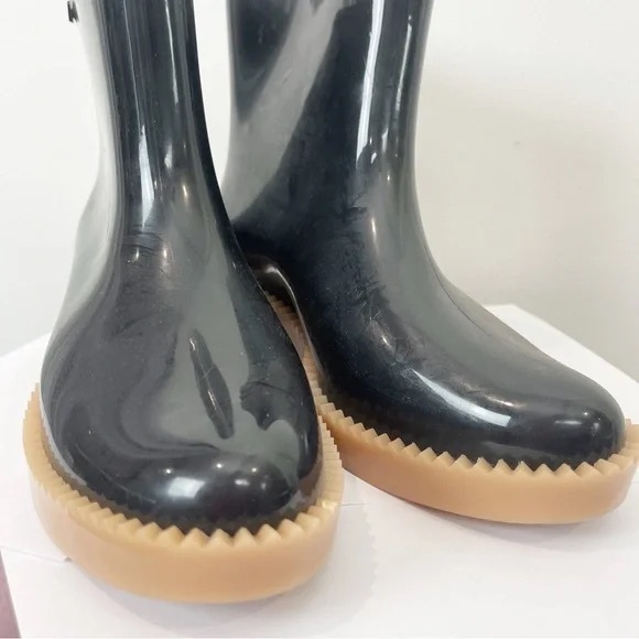 Melissa Black Rain Drop Boot PVC Jagged Edge Rain Boot Size 41/42 - Picture 6 of 7